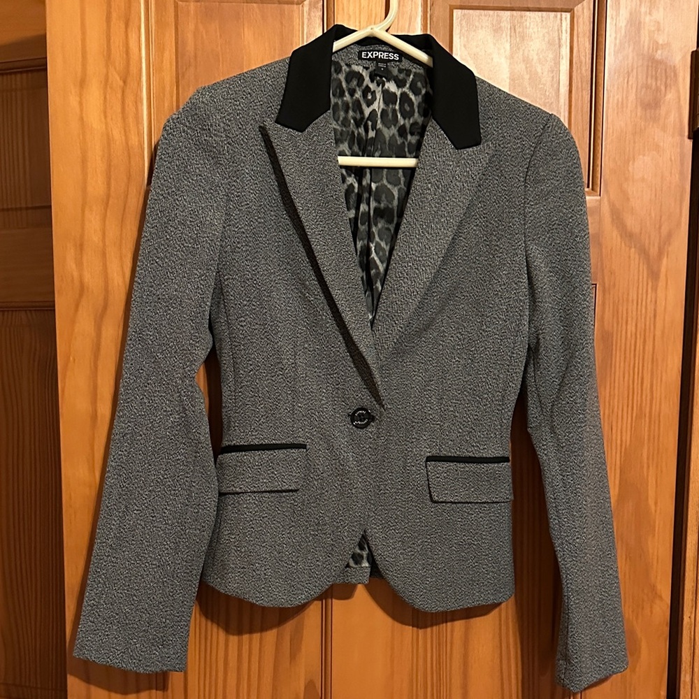 Express Women's Charcoal Blazer with Black Trim great condition